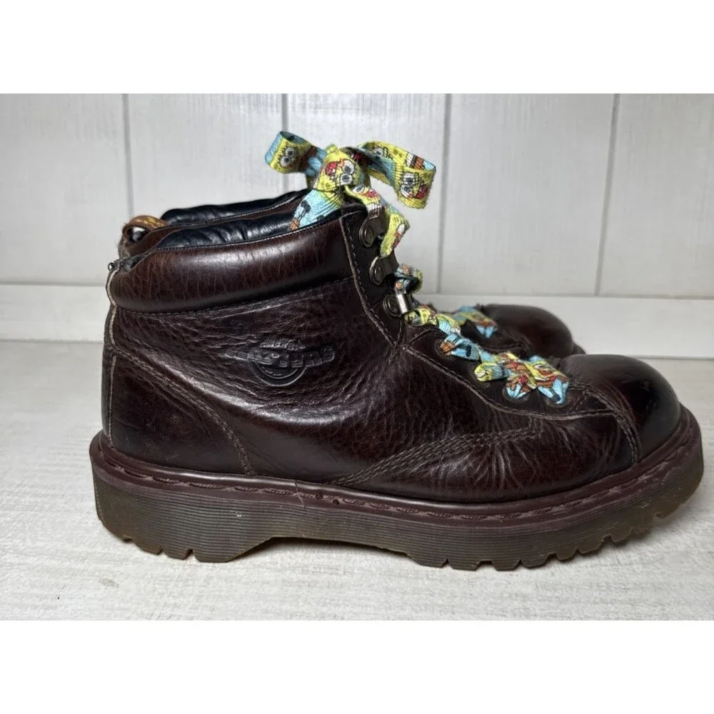 Vintage Dr Doc Marten's Boots Leather Brown 8287 England Grizzly Men's Size 8
